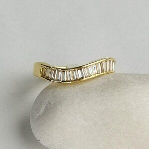 CZ Half Eternity Ring  size 7 14k Gold 🆕